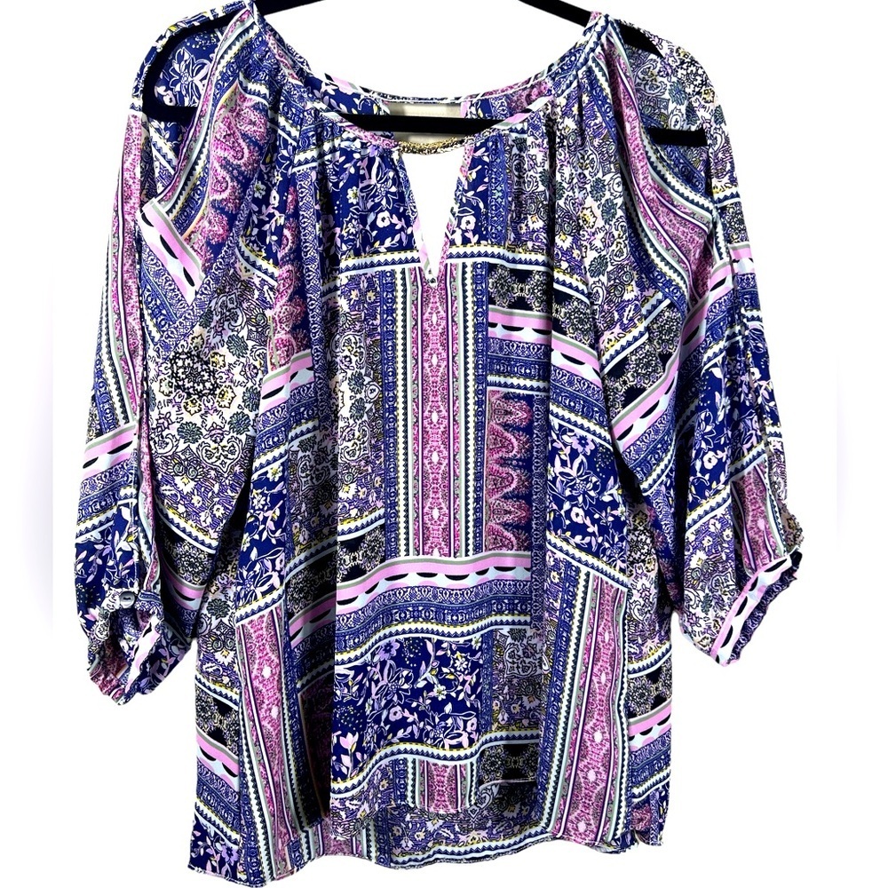 Bye Bye Peak a Boo Spring Summer Lightweight Blouse Women's Size Large